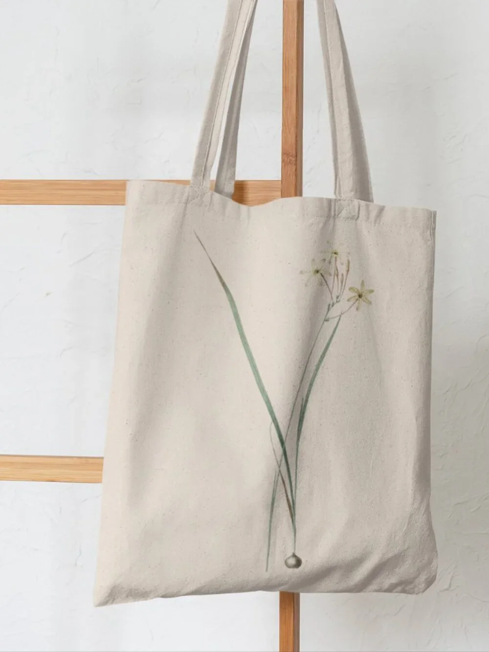 Long-Flowered Ixia Vintage Floral Print Graphic Canvas Tote Bag